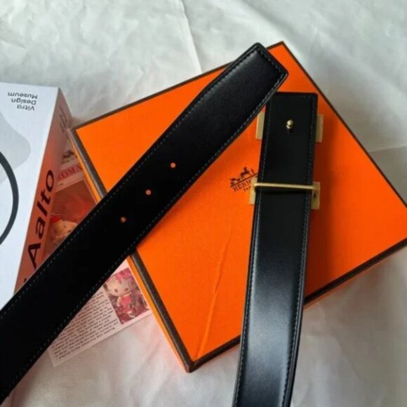 Hermes Reversible 32mm Belt Black/Brown Gold Buckle 90cm